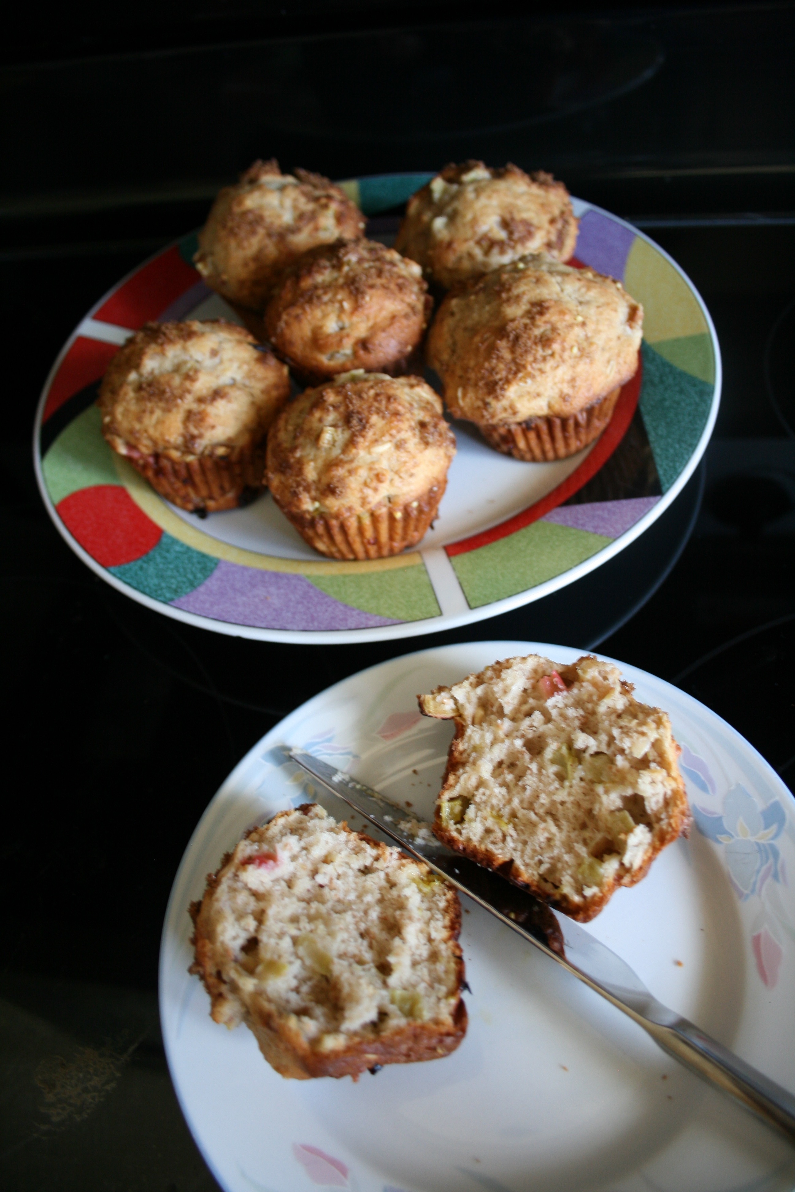Easy Greek Yogurt Rhubarb Muffins Chews and Brews