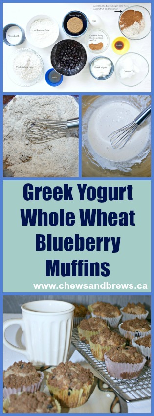 Greek Yogurt Whole Wheat Blueberry Muffins