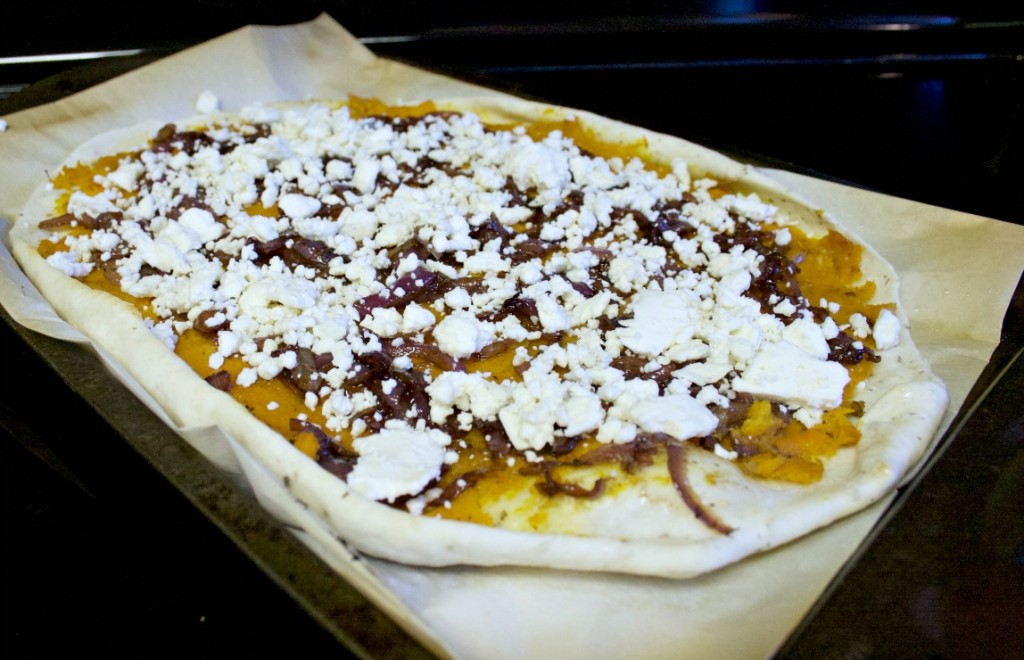 Butternut Squash Caramelized Onion Feta Pizza