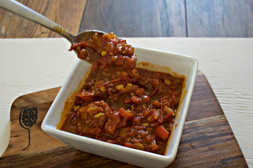 Grilled Acorn Squash with Tomato Curry Chutney